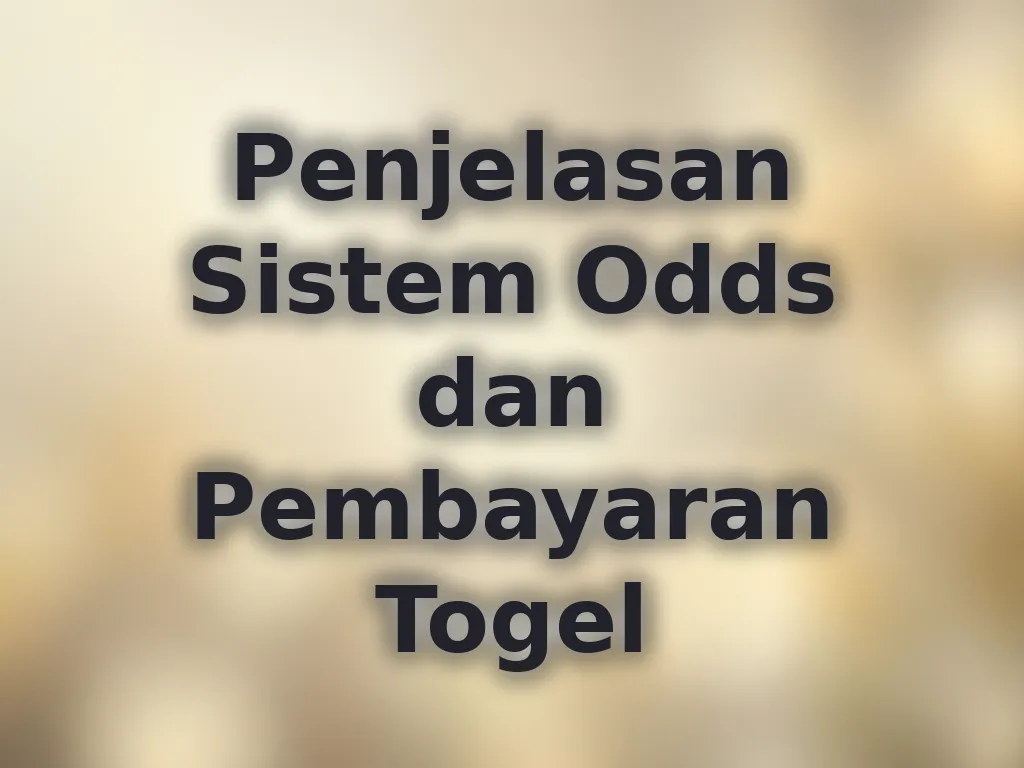Penjelasan Sistem Odds dan Pembayaran Togel